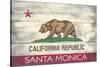 Santa Monica, California - California State Flag - Barnwood Painting-Lantern Press-Stretched Canvas