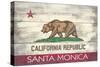 Santa Monica, California - California State Flag - Barnwood Painting-Lantern Press-Stretched Canvas