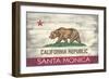 Santa Monica, California - California State Flag - Barnwood Painting-Lantern Press-Framed Art Print