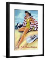 Santa Monica, California - Coquette on the Beach-Lantern Press-Framed Art Print