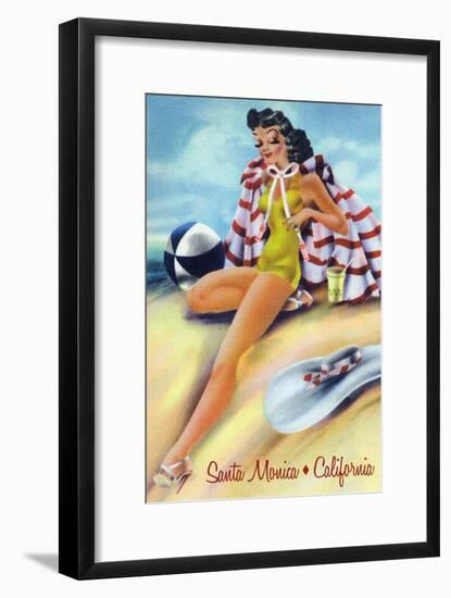 Santa Monica, California - Coquette on the Beach-Lantern Press-Framed Art Print