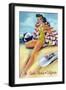 Santa Monica, California - Coquette on the Beach-Lantern Press-Framed Art Print