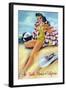 Santa Monica, California - Coquette on the Beach-Lantern Press-Framed Art Print