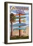 Santa Monica, California - Destination Sign-Lantern Press-Framed Art Print