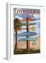 Santa Monica, California - Destination Sign-Lantern Press-Framed Art Print