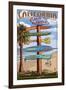 Santa Monica, California - Destination Sign-Lantern Press-Framed Art Print