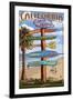 Santa Monica, California - Destination Sign-Lantern Press-Framed Art Print