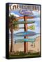 Santa Monica, California - Destination Sign-Lantern Press-Framed Stretched Canvas