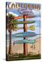 Santa Monica, California - Destination Sign-Lantern Press-Stretched Canvas
