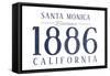 Santa Monica, California - Established Date (Blue)-Lantern Press-Framed Stretched Canvas