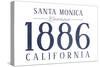 Santa Monica, California - Established Date (Blue)-Lantern Press-Stretched Canvas