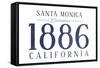 Santa Monica, California - Established Date (Blue)-Lantern Press-Framed Stretched Canvas