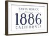 Santa Monica, California - Established Date (Blue)-Lantern Press-Framed Art Print