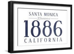 Santa Monica, California - Established Date (Blue)-Lantern Press-Framed Art Print