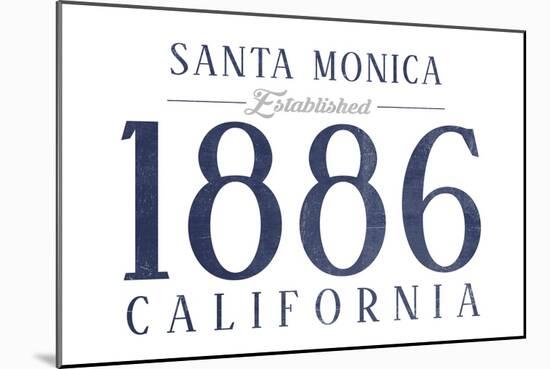 Santa Monica, California - Established Date (Blue)-Lantern Press-Mounted Art Print