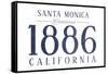 Santa Monica, California - Established Date (Blue)-Lantern Press-Framed Stretched Canvas