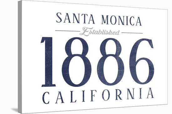 Santa Monica, California - Established Date (Blue)-Lantern Press-Stretched Canvas