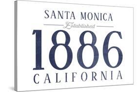 Santa Monica, California - Established Date (Blue)-Lantern Press-Stretched Canvas