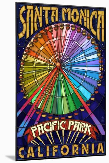 Santa Monica, California - Ferris Wheel-Lantern Press-Mounted Art Print