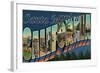 Santa Monica, California - Large Letter Scenes-Lantern Press-Framed Art Print