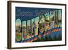 Santa Monica, California - Large Letter Scenes-Lantern Press-Framed Art Print