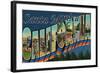 Santa Monica, California - Large Letter Scenes-Lantern Press-Framed Art Print