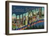 Santa Monica, California - Large Letter Scenes-Lantern Press-Framed Art Print