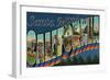 Santa Monica, California - Large Letter Scenes-Lantern Press-Framed Art Print