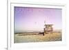 Santa Monica, California - Lifeguard Shack Sunrise-Lantern Press-Framed Premium Giclee Print