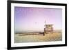 Santa Monica, California - Lifeguard Shack Sunrise-Lantern Press-Framed Premium Giclee Print