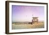 Santa Monica, California - Lifeguard Shack Sunrise-Lantern Press-Framed Art Print