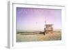 Santa Monica, California - Lifeguard Shack Sunrise-Lantern Press-Framed Art Print