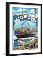 Santa Monica, California - Montage Scenes-Lantern Press-Framed Art Print