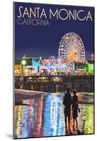 Santa Monica, California - Pier at Night-null-Mounted Poster