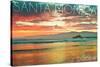 Santa Monica, California - Pier at Sunset-Lantern Press-Stretched Canvas