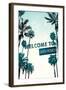 Santa Monica, California - Street Sign and Palms-Lantern Press-Framed Art Print