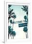 Santa Monica, California - Street Sign and Palms-Lantern Press-Framed Art Print