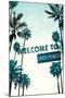 Santa Monica, California - Street Sign and Palms-Lantern Press-Mounted Art Print