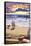 Santa Monica, California - Sunset Beach Scene-Lantern Press-Framed Stretched Canvas