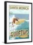 Santa Monica, California - Surfer-Lantern Press-Framed Art Print