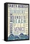 Santa Monica, California - Typography-Lantern Press-Framed Stretched Canvas