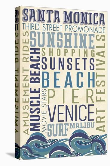 Santa Monica, California - Typography-Lantern Press-Stretched Canvas