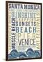 Santa Monica, California - Typography-Lantern Press-Framed Art Print