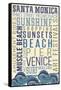 Santa Monica, California - Typography-Lantern Press-Framed Stretched Canvas