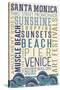 Santa Monica, California - Typography-Lantern Press-Stretched Canvas