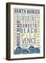 Santa Monica, California - Typography-Lantern Press-Framed Art Print