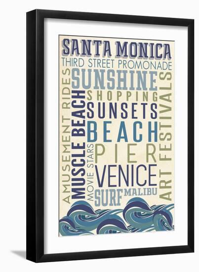 Santa Monica, California - Typography-Lantern Press-Framed Art Print