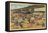 Santa Monica, California - View of the Beach with Clubs and Homes-Lantern Press-Framed Stretched Canvas