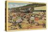 Santa Monica, California - View of the Beach with Clubs and Homes-Lantern Press-Stretched Canvas