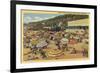Santa Monica, California - View of the Beach with Clubs and Homes-Lantern Press-Framed Art Print